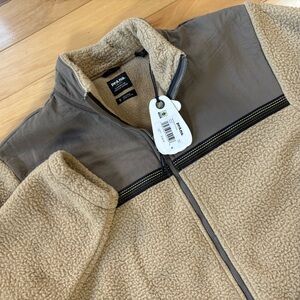Prana Hurricane Full Zip Fleece Jacket Mens Sz S Tan 90s Inspired Sherpa Coat